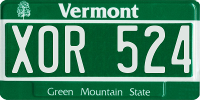VT license plate XOR524