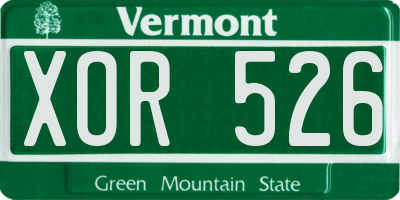 VT license plate XOR526