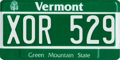 VT license plate XOR529