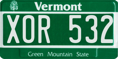VT license plate XOR532