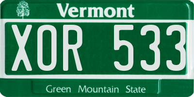 VT license plate XOR533
