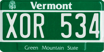 VT license plate XOR534