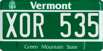 VT license plate XOR535