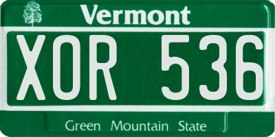 VT license plate XOR536
