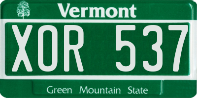 VT license plate XOR537