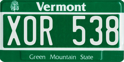 VT license plate XOR538