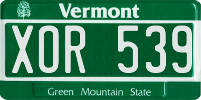 VT license plate XOR539