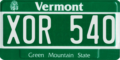 VT license plate XOR540