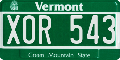 VT license plate XOR543