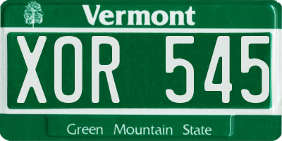 VT license plate XOR545
