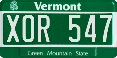 VT license plate XOR547
