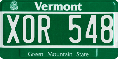 VT license plate XOR548