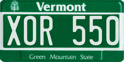 VT license plate XOR550