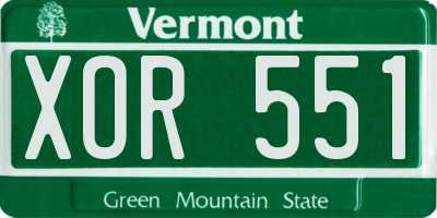 VT license plate XOR551