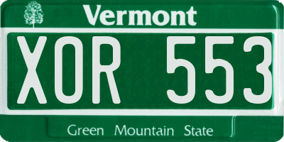VT license plate XOR553