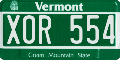 VT license plate XOR554