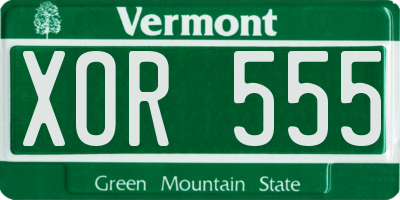 VT license plate XOR555