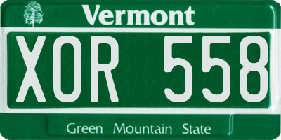 VT license plate XOR558