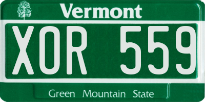 VT license plate XOR559