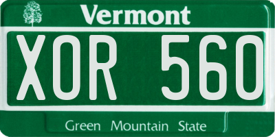 VT license plate XOR560