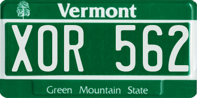 VT license plate XOR562