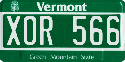 VT license plate XOR566