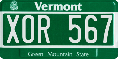 VT license plate XOR567