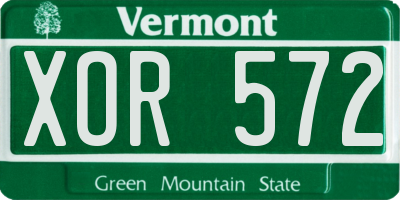 VT license plate XOR572