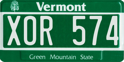 VT license plate XOR574