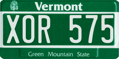 VT license plate XOR575