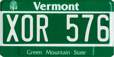 VT license plate XOR576