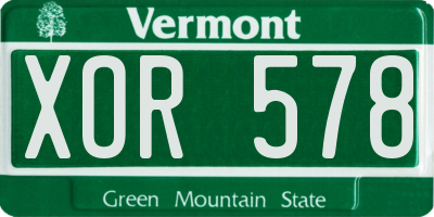 VT license plate XOR578