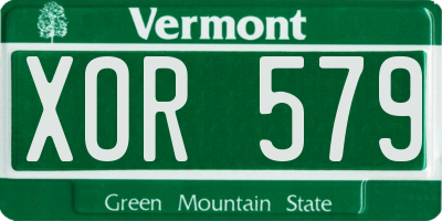 VT license plate XOR579