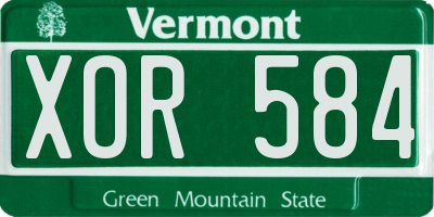 VT license plate XOR584