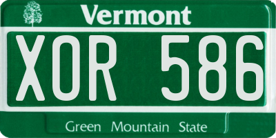 VT license plate XOR586