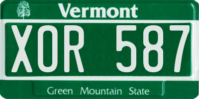 VT license plate XOR587