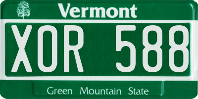 VT license plate XOR588