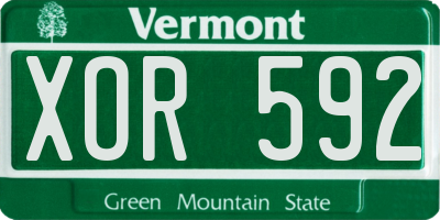 VT license plate XOR592