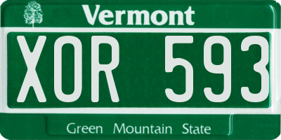 VT license plate XOR593