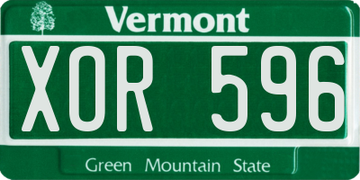 VT license plate XOR596