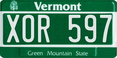 VT license plate XOR597