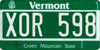 VT license plate XOR598