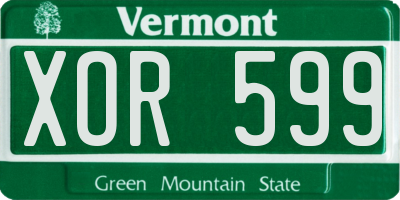 VT license plate XOR599