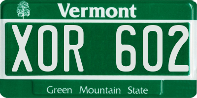 VT license plate XOR602