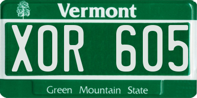VT license plate XOR605