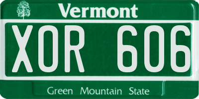 VT license plate XOR606