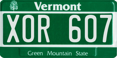 VT license plate XOR607