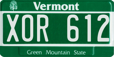 VT license plate XOR612