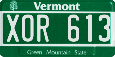 VT license plate XOR613