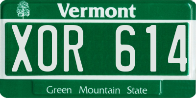 VT license plate XOR614